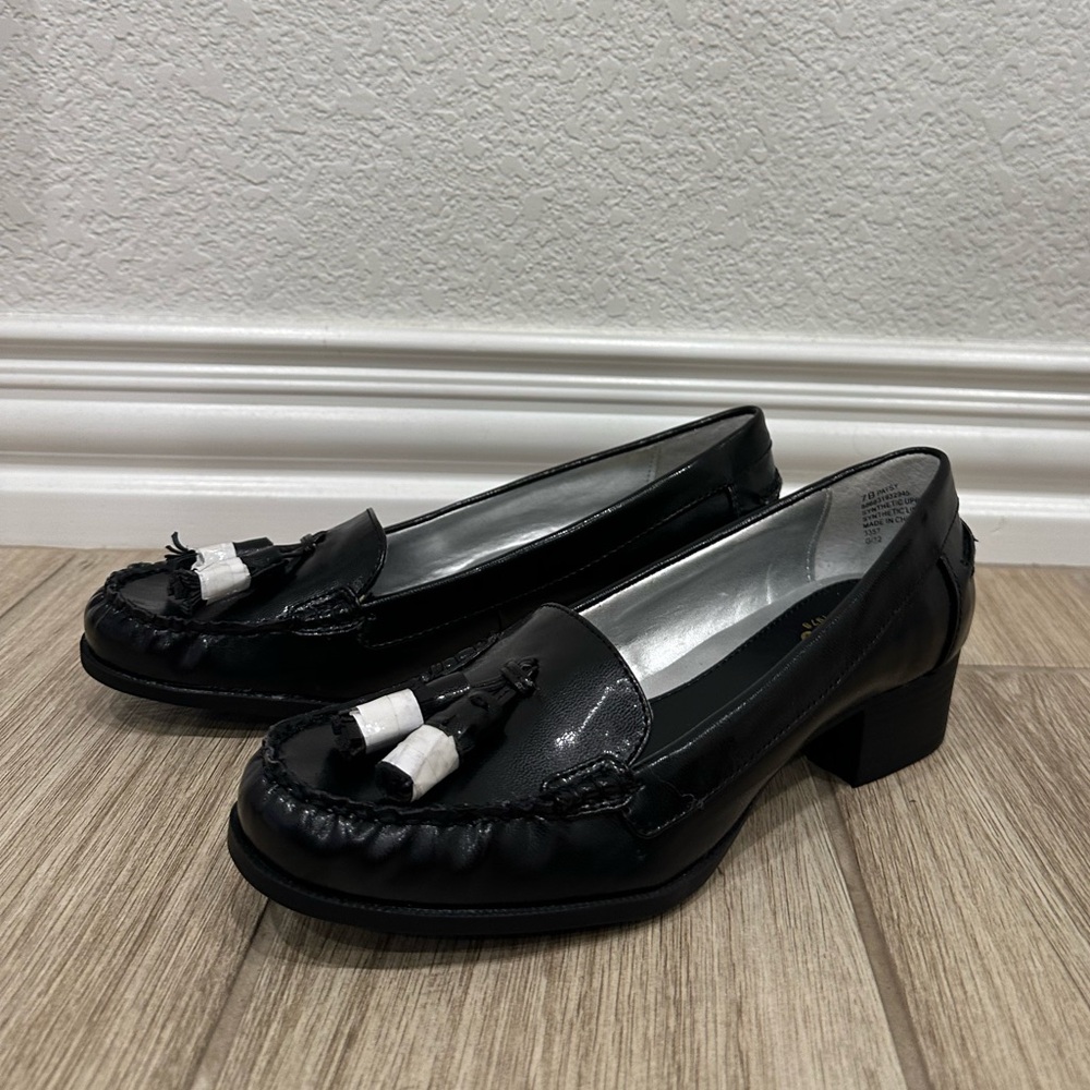 Chaps Black Tassel Loafers for Women